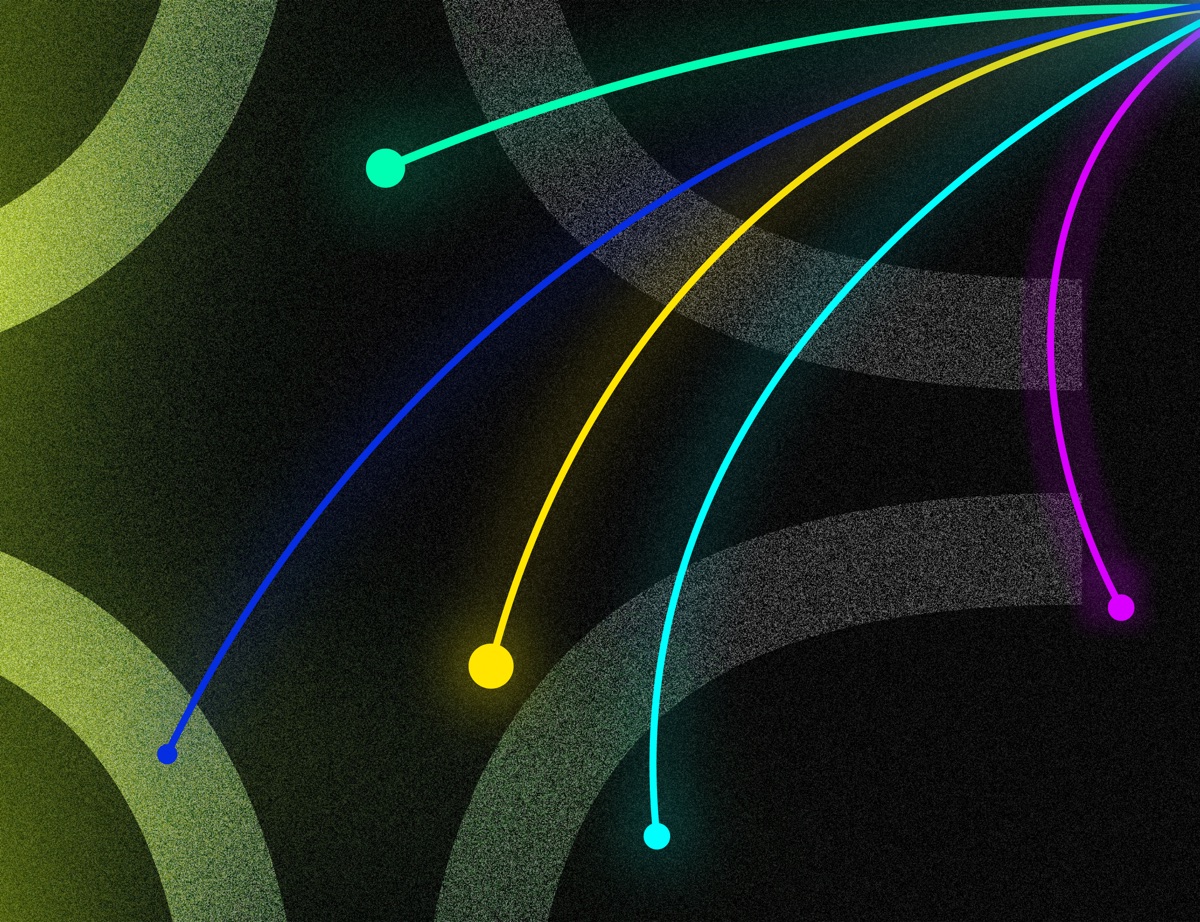 Abstract visualization of scattered data connecting across systems
